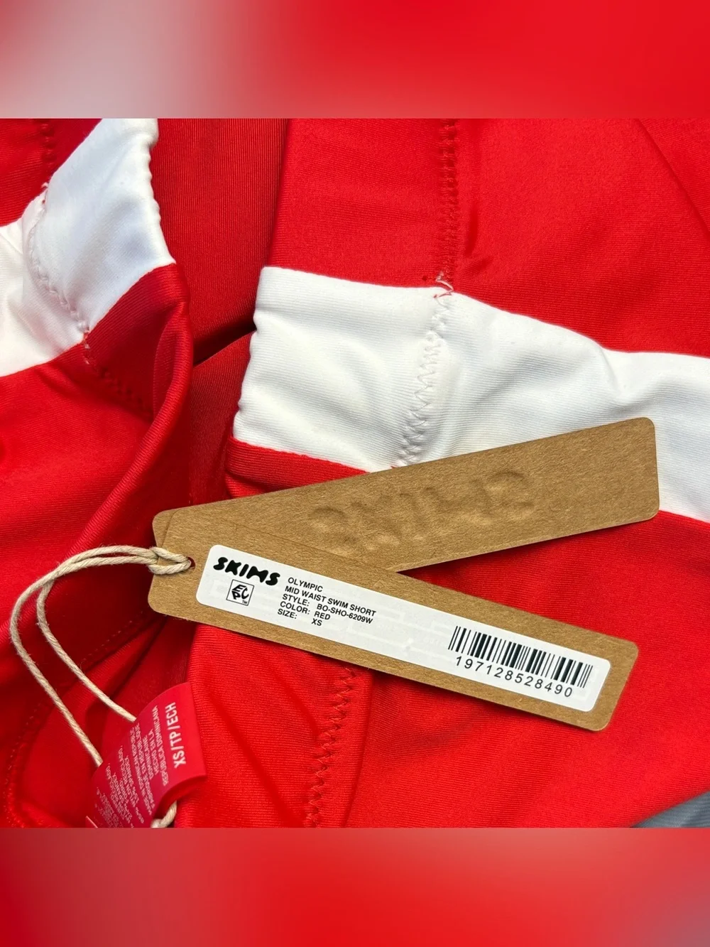 🇺🇸 SKIMS Olympic Mid Waist Swim Short | Red | XS | NWT 🏷️